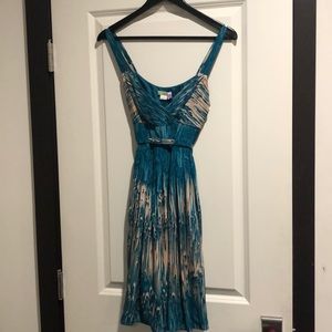 Anthropologie turquoise and cream colored dress